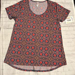 womens small Red & Blue paisley Pattern shirt dress Classic Tee LuLaRoe nwt